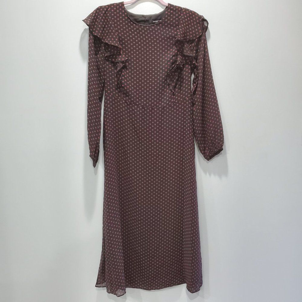 Who What Wear Maxi Dress Polka Dot Ruffle P033